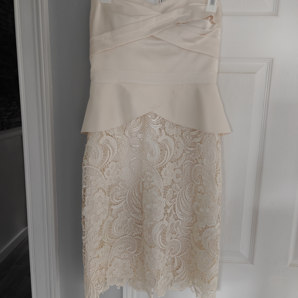 Adrianna Papell Cream Strapless Sheath Dress
